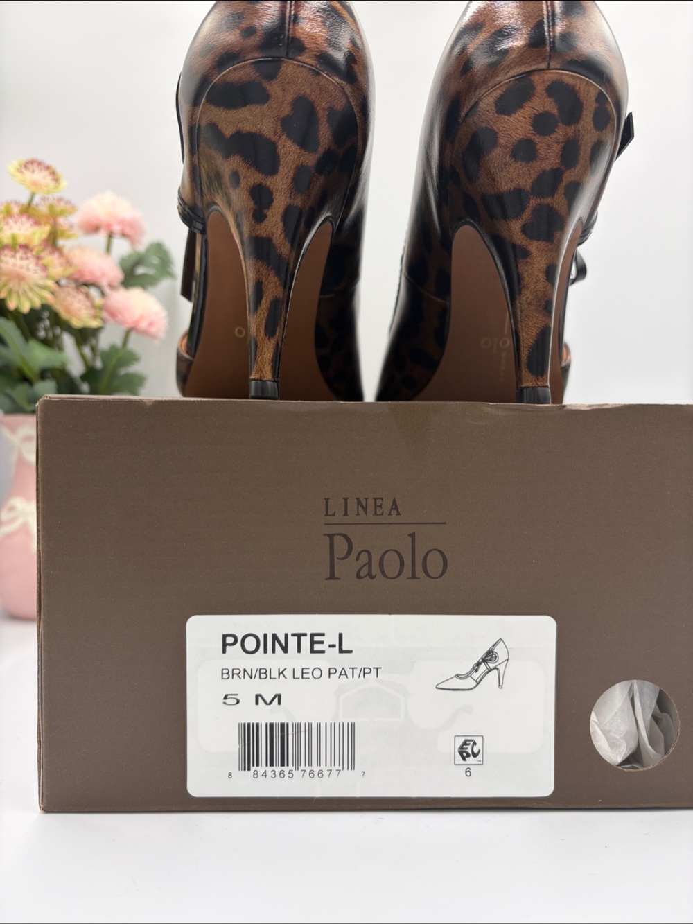 Paolo Leopard-Print Pointed Toe Pumps in Brown and Black - Picture 4 of 6